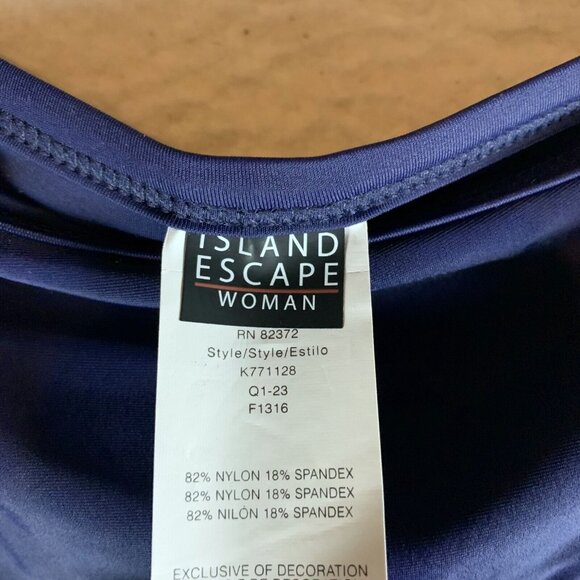 Island Escape Mariposa Swim Skirt Women's 18W Navy Blue Ruffle Hem Ruched Detail - Picture 4 of 9